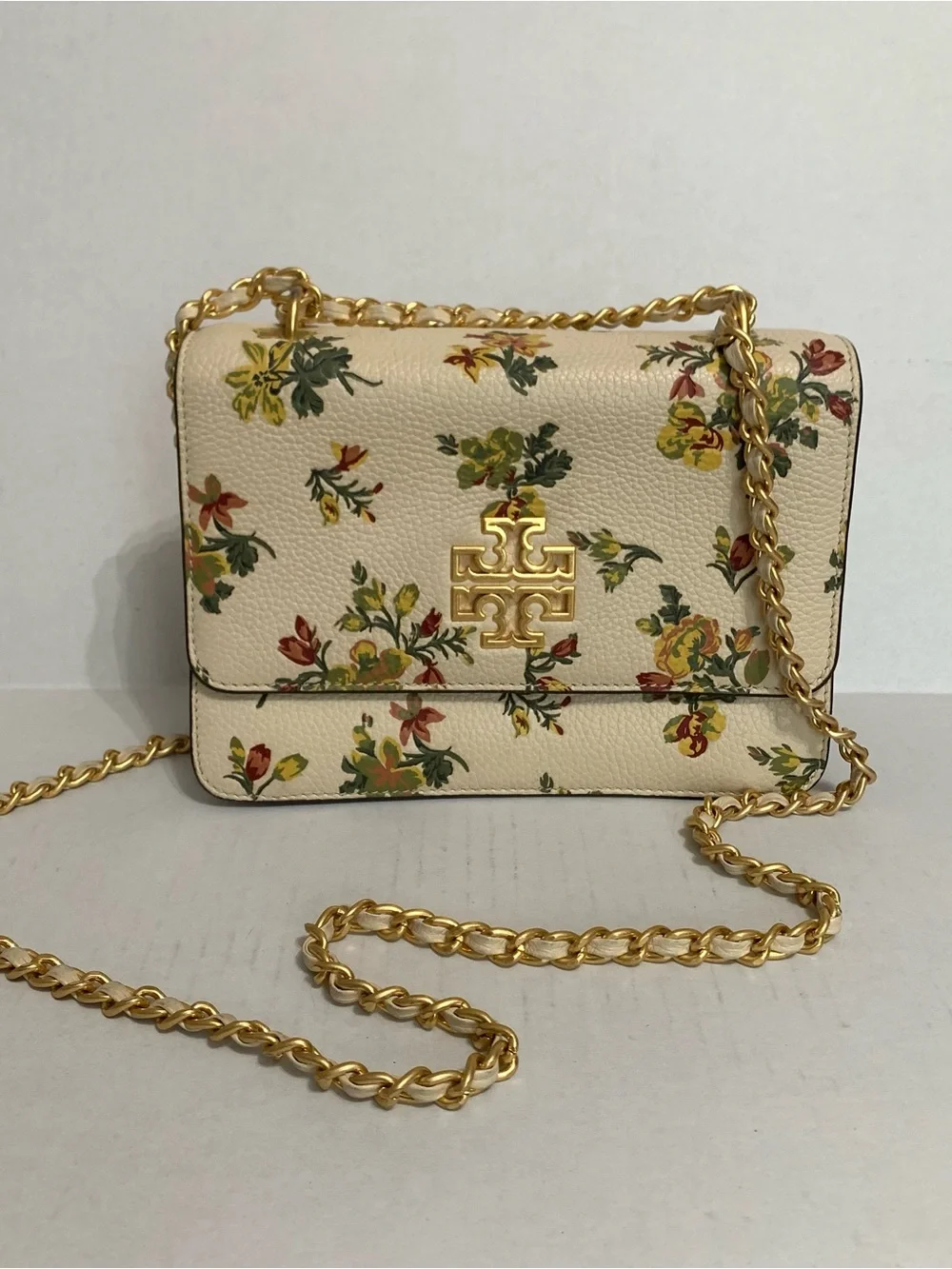 Tory Burch Kira Cream/Floral Multicolor leather Purse